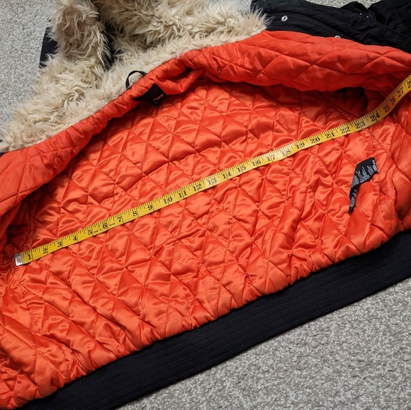 Wilfred Free quilted bomber winter jacket with fur lined hood black - Picture 9 of 16